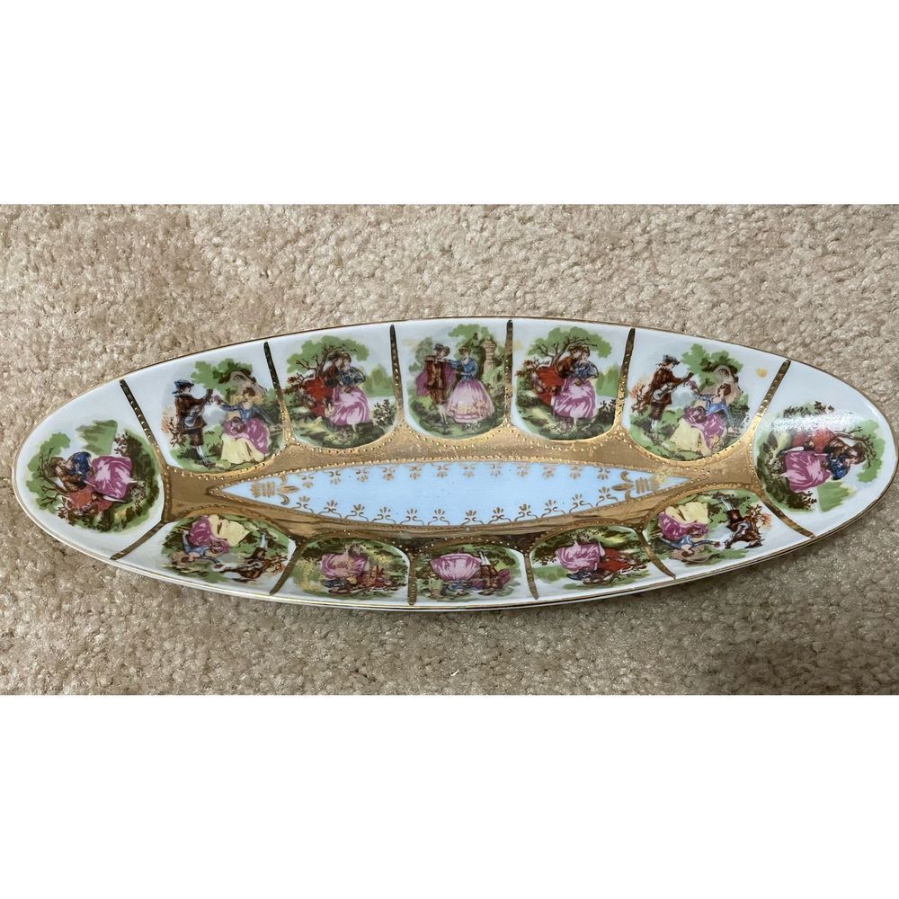 Royal Vienna courting couple Oval Vanity Tray
